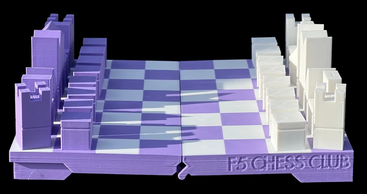 F5 BOARD — 3D-друкована шахова дошка F5 CHESS CLUB, вид збоку
